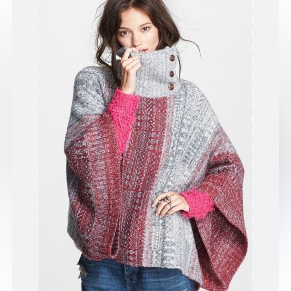 Free People Alpaca blend poncho sweater